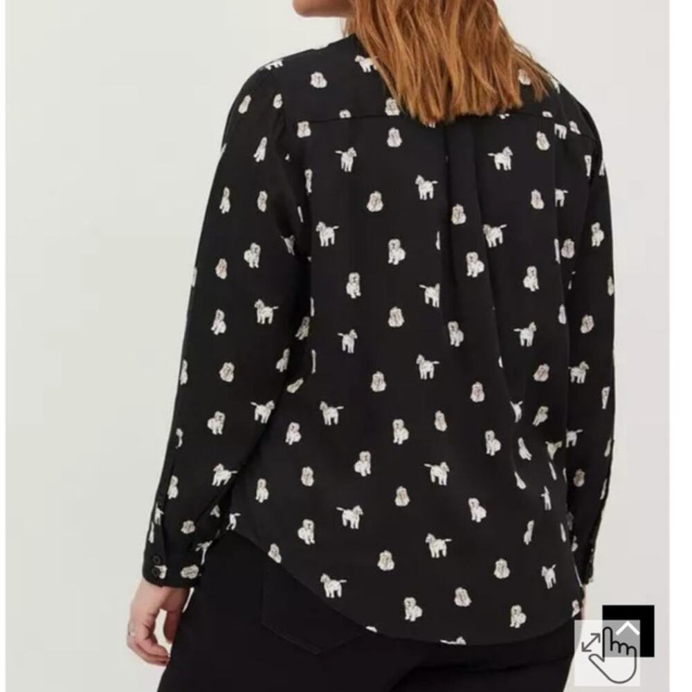 Torrid Lizzie Dog Button Up Black Shirt Long Sleeve Casual Workwear Size 00 M/L - Picture 8 of 16